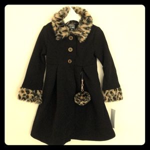 Chic 2-Piece Girls Coat and Animal Print Set Sz 4